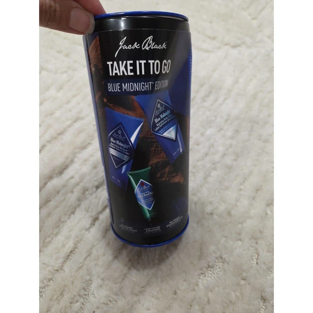 Jack Black Take It To Go Blue Midnight Edition Tin Can (Lotion,Cleanser,Balm) B8
